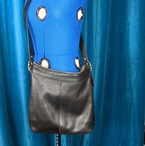 Coach black crossbody tote bag silver hardware